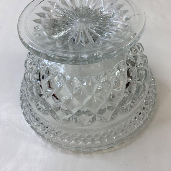 Anchor Hocking Wexford Crystal Pedestal Candy Bowl Dish With Lid Vintage - Picture 5 of 11
